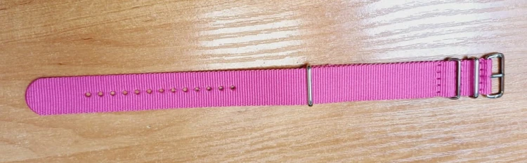 NOWY, RÓŻOWY PARCIANY, NYLONOWY PASEK DO ZEGARKA 18MM + TELESKOPY