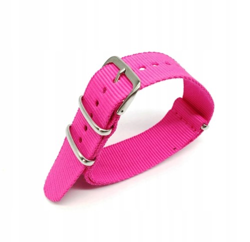 NOWY, RÓŻOWY PARCIANY, NYLONOWY PASEK DO ZEGARKA 20MM + TELESKOPY