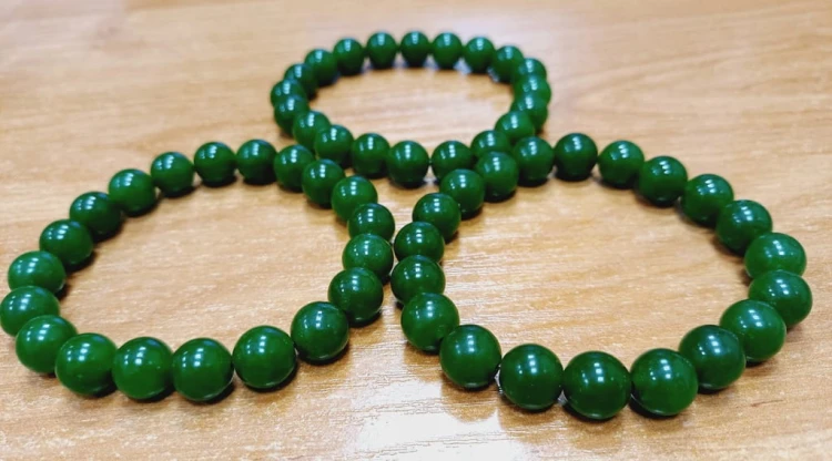 PIĘKNA BRANSOLETKA Z KAMIENIA, BRANSOLETA NATURALNY KAMIEŃ JADEIT - 10MM