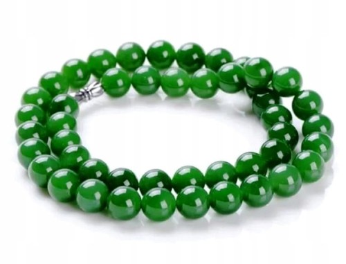 Zielony naszyjnik, wisiorek, przywieszka - KAMIEŃ JADEIT - 6,5 MM, 45 cm