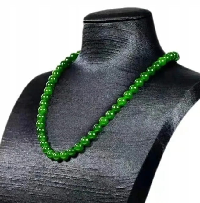 Zielony naszyjnik, wisiorek, przywieszka - KAMIEŃ JADEIT - 6,5 MM, 45 cm