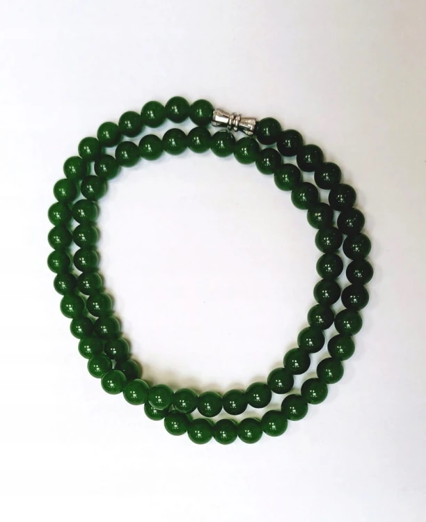 Zielony naszyjnik, wisiorek, przywieszka - KAMIEŃ JADEIT - 6,5 MM, 45 cm