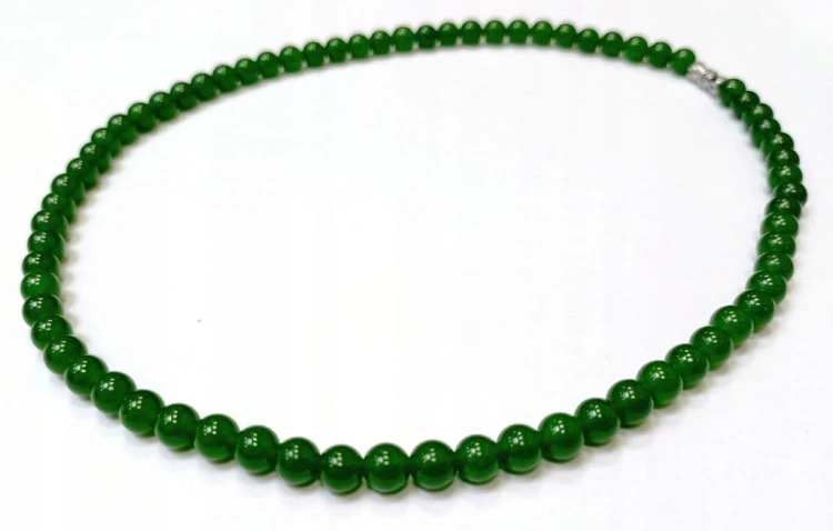 Zielony naszyjnik, wisiorek, przywieszka - KAMIEŃ JADEIT - 6,5 MM, 45 cm