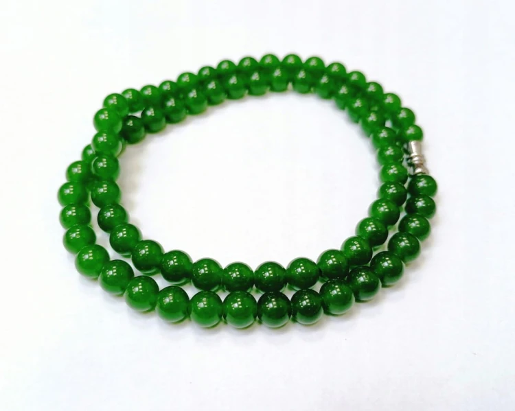 Zielony naszyjnik, wisiorek, przywieszka - KAMIEŃ JADEIT - 6,5 MM, 45 cm