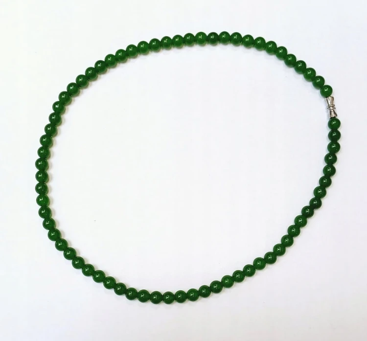 Zielony naszyjnik, wisiorek, przywieszka - KAMIEŃ JADEIT - 6,5 MM, 45 cm