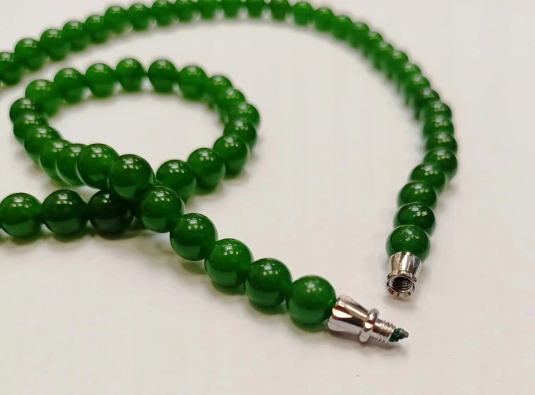 Zielony naszyjnik, wisiorek, przywieszka - KAMIEŃ JADEIT - 6,5 MM, 45 cm