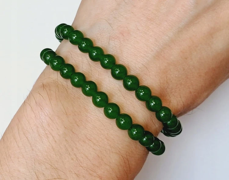 Zielony naszyjnik, wisiorek, przywieszka - KAMIEŃ JADEIT - 6,5 MM, 45 cm