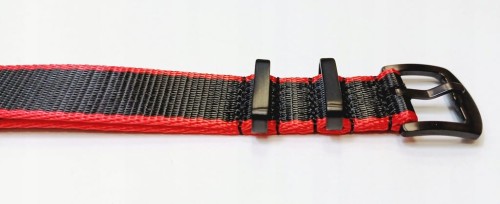 DŁUGI PARCIANY PASEK NATO 22MM CZARNY CZERWONY +TELESOPY +PRZYRZĄD -PREMIUM