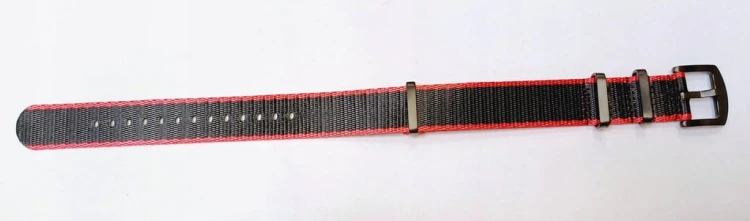 DŁUGI PARCIANY PASEK NATO 22MM CZARNY CZERWONY +TELESOPY +PRZYRZĄD -PREMIUM