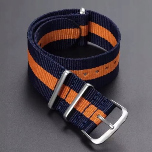 DŁUGI PARCIANY PASEK NATO 18MM NIEBIESKO-POMARAŃCZOWY, GRANATOWY +TELESOPY