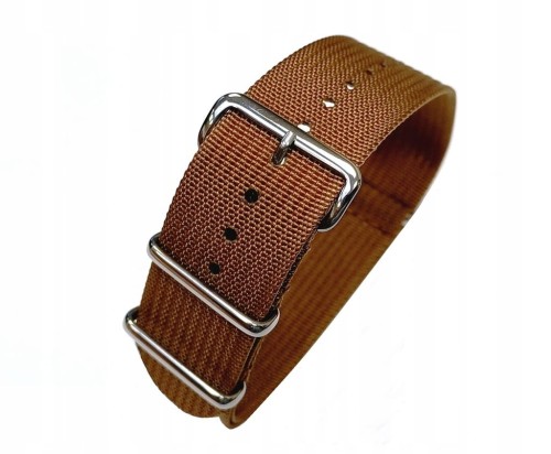 DŁUGI, PARCIANY PASEK NATO - BRĄZOWY, 18MM + TELESKOPY + PRZYRZĄD - PREMIUM