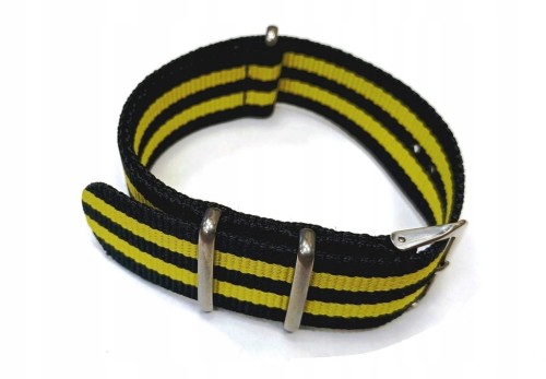 DŁUGI, WOJSKOWY PARCIANY PASEK NATO 20MM + TELESKOPY, ŻÓŁTY - ŻÓŁTO CZARNY