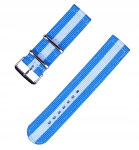 NOWY, NIEBIESKO-BIAŁY, PARCIANY, NYLONOWY PASEK TYPU NATO - 18MM