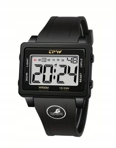 NOWY, MASYWNY I CZYTELNY ZEGAREK ELEKTRONICZNY LCD, TPW - SPORTOWY STYL