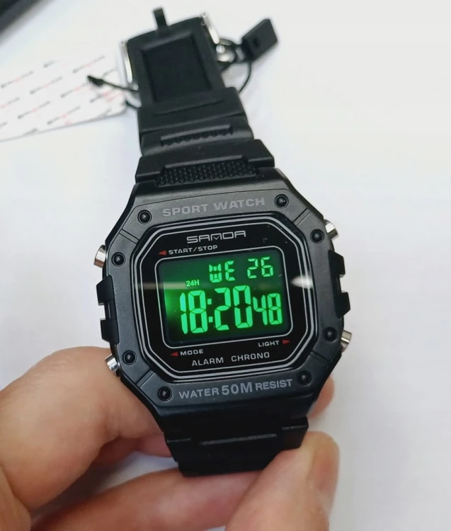 NOWY ZEGAREK CYFROWY, ELEKTRONICZNY SANDA, SPORTOWY STYL, CZARNY