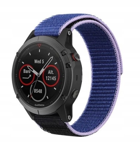 GRANATOWY NYLONOWY PASEK DO ZEGARKA NA RZEPY GARMIN, FENIX, SOLAR 26MM