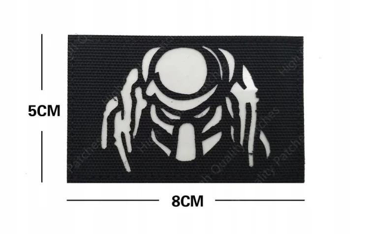 Naszywka, patka, patch na rzep emblemat - obcy - PREDATOR - luminous 5x8 cm