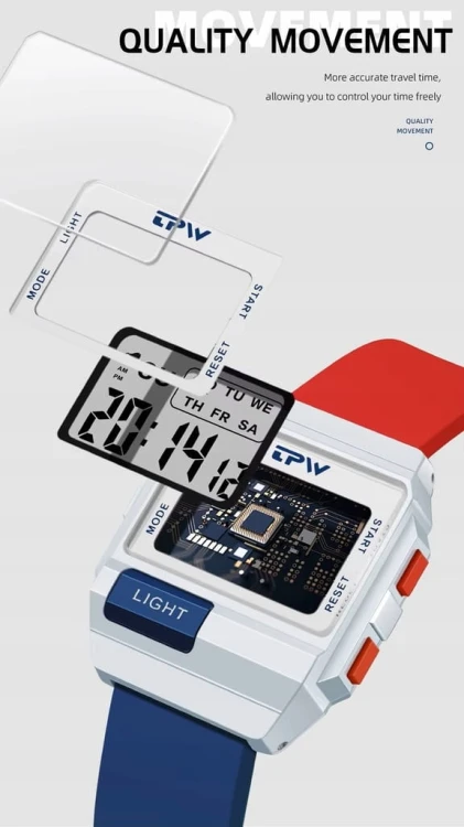 NOWY, MŁODZIEŻOWY, CZYTELNY ZEGAREK ELEKTRONICZNY LCD, TPW - SPORTOWY STYL