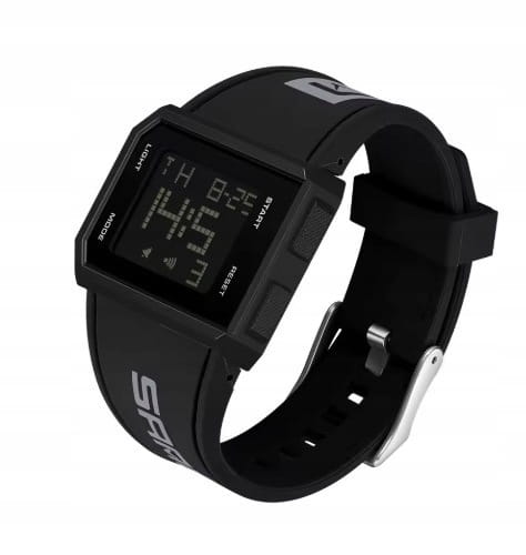NOWY, CZYTELNY ZEGAREK ELEKTRONICZNY LCD SANDA - SPORTOWY STYL - CZARNY