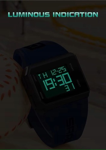NOWY, CZYTELNY ZEGAREK ELEKTRONICZNY LCD SANDA - SPORTOWY STYL - CZARNY