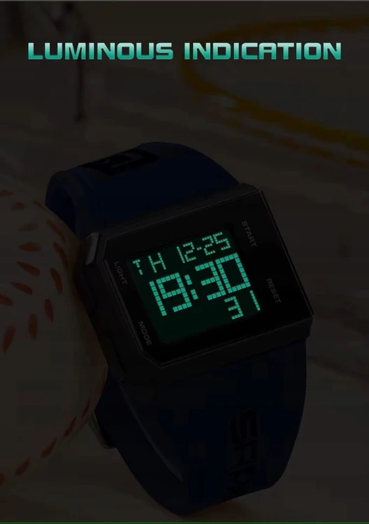 NOWY, CZYTELNY ZEGAREK ELEKTRONICZNY LCD SANDA - SPORTOWY STYL - CZARNY
