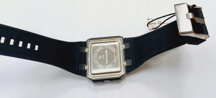 NOWY, CZYTELNY ZEGAREK ELEKTRONICZNY LCD SANDA - SPORTOWY STYL - CZARNY