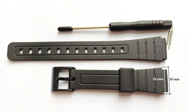 WODOODPORNY GUMOWY PASEK 12MM/15mm CASIO F-91W, F-84W + TELESKOPY - CZARNY