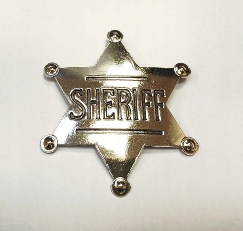 PRZYPINKA PLAKIETKA, SHERIFF ODZNAKA GWIAZDA SZERYFA DZIKI ZACHÓD - SREBRNA