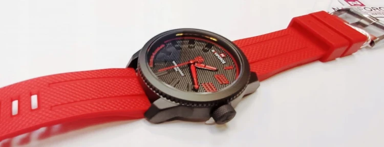 NOWY, MASYWNY ZEGAREK NAVIFORCE, WOJSKOWY SPORTOWY STYL - CZERWONY