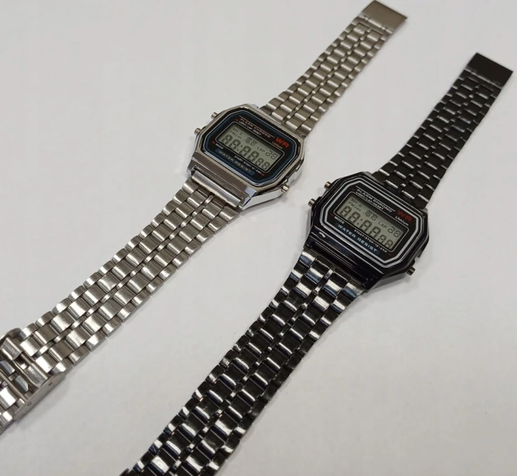 NOWY ZEGAREK ELEKTRONICZNY LCD ZŁOTY - STOPER, ALARM, STYL RETRO