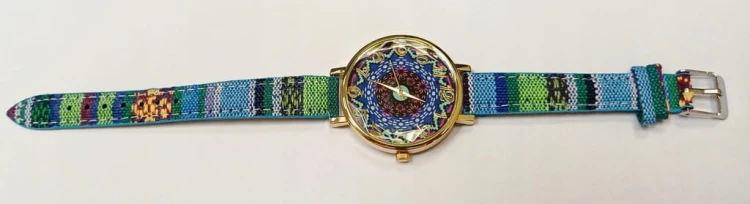 ROMANTYCZNY DAMSKI ZEGAREK BOHO STYL, PRYZMATYCZNE SZKIEŁKO, NIEBIESKI