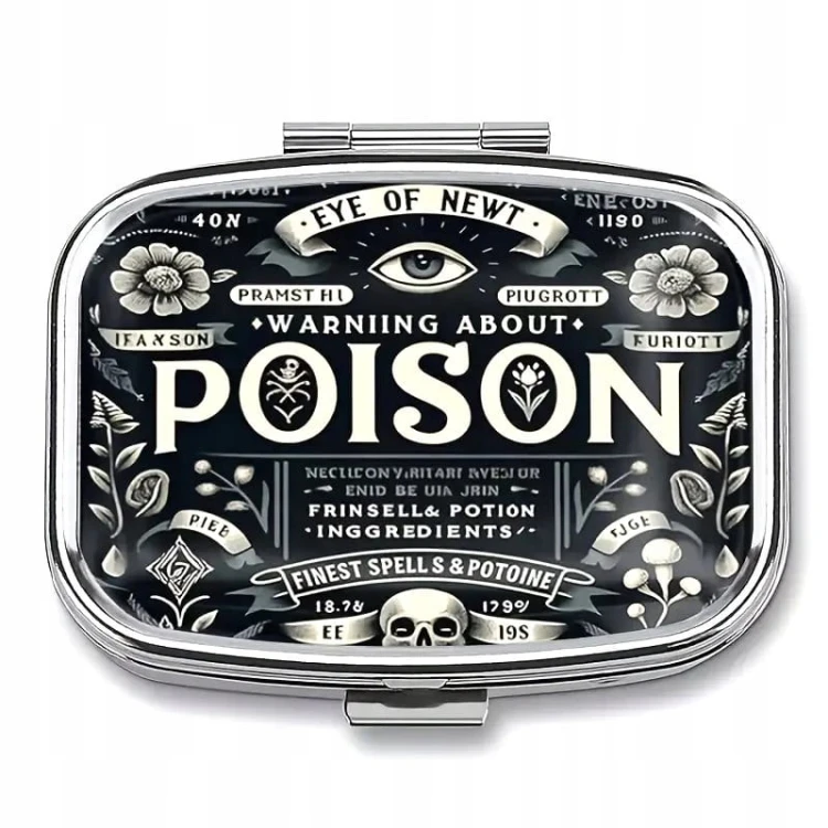 POJEMNIK NA TABLETKI, LEKI - ORGANIZER NA KAPSUŁKI 2 PRZEGRÓDKI - POISON