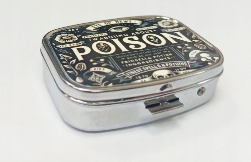 POJEMNIK NA TABLETKI, LEKI - ORGANIZER NA KAPSUŁKI 2 PRZEGRÓDKI - POISON