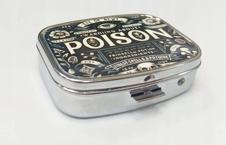 POJEMNIK NA TABLETKI, LEKI - ORGANIZER NA KAPSUŁKI 2 PRZEGRÓDKI - POISON