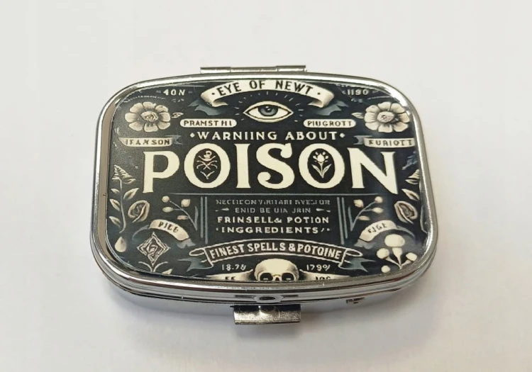 POJEMNIK NA TABLETKI, LEKI - ORGANIZER NA KAPSUŁKI 2 PRZEGRÓDKI - POISON