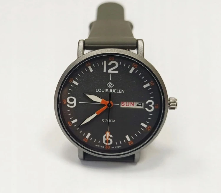 MŁODZIEŻOWY, SPORTOWY ZEGAREK DAY-DATE, LUMINOUS - SZARY