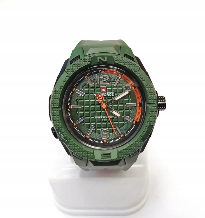 NOWY MASYWNY ZEGAREK NAVIFORCE, WOJSKOWY SPORTOWY STYL 7126 - ZIELONY