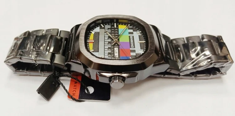 Masywny zegarek retro z lat 80, OBRAZ KONTROLNY, datownik, stal nierdzewna