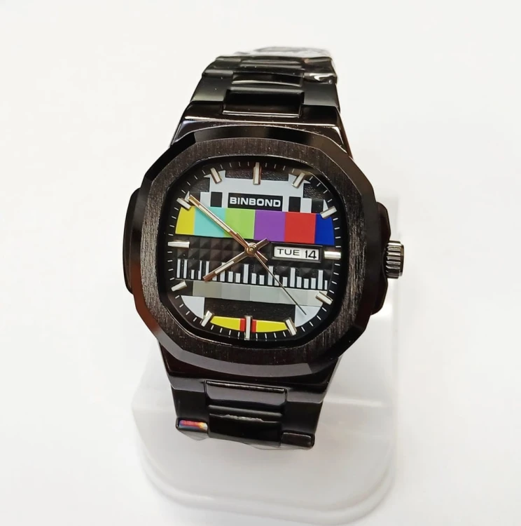 Masywny zegarek retro z lat 80, OBRAZ KONTROLNY, datownik, stal nierdzewna