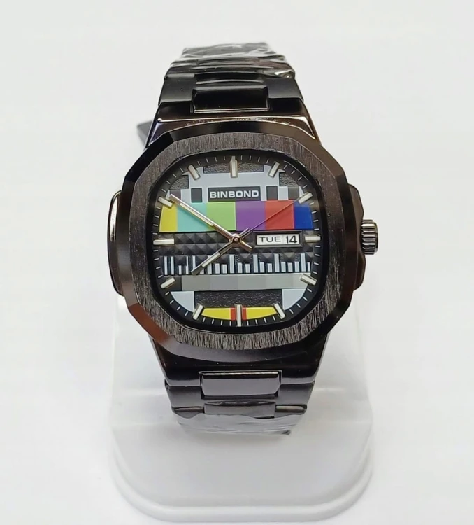 Masywny zegarek retro z lat 80, OBRAZ KONTROLNY, datownik, stal nierdzewna