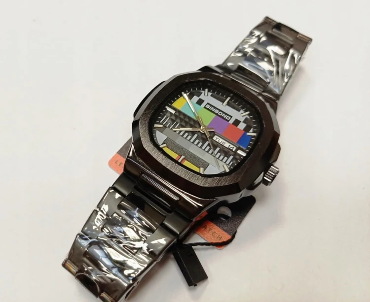 Masywny zegarek retro z lat 80, OBRAZ KONTROLNY, datownik, stal nierdzewna