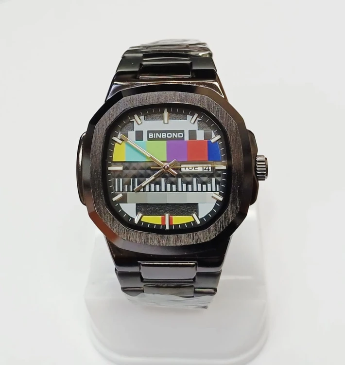 Masywny zegarek retro z lat 80, OBRAZ KONTROLNY, datownik, stal nierdzewna