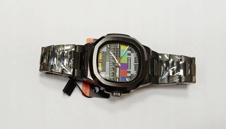 Masywny zegarek retro z lat 80, OBRAZ KONTROLNY, datownik, stal nierdzewna