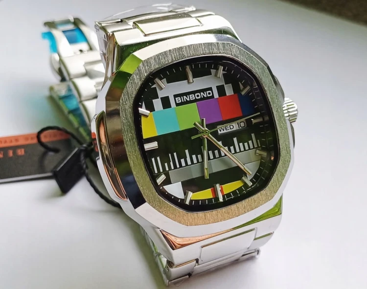 Masywny zegarek retro z lat 80, OBRAZ KONTROLNY, datownik, stal nierdzewna