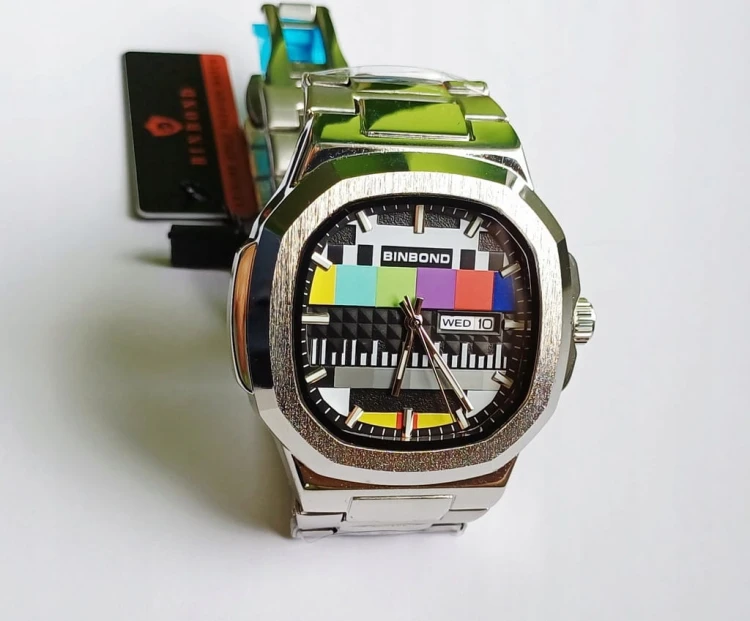 Masywny zegarek retro z lat 80, OBRAZ KONTROLNY, datownik, stal nierdzewna