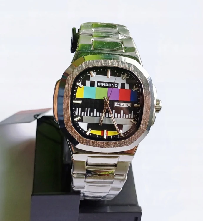 Masywny zegarek retro z lat 80, OBRAZ KONTROLNY, datownik, stal nierdzewna