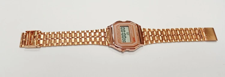 NOWY ZEGAREK ELEKTRONICZNY LCD - STOPER, ALARM, STYL RETRO, RÓŻOWE ZŁOTO