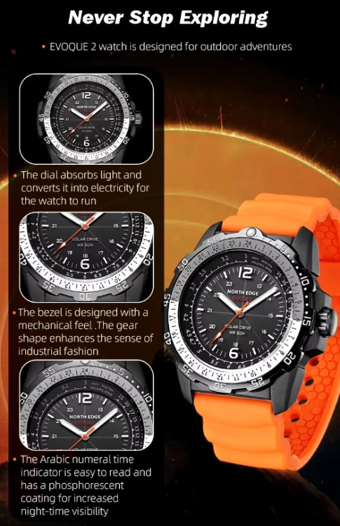NOWY ZEGAREK SOLARNY NORTH EDGE EVOQUE SOLAR DRIVE - WOJSKOWY STYL