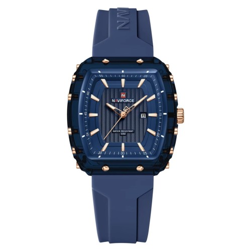 PIĘKNY, ELEGANCKI DAMSKI ZEGAREK Z DATOWNIKIEM NAVIFORCE - NIEBIESKI