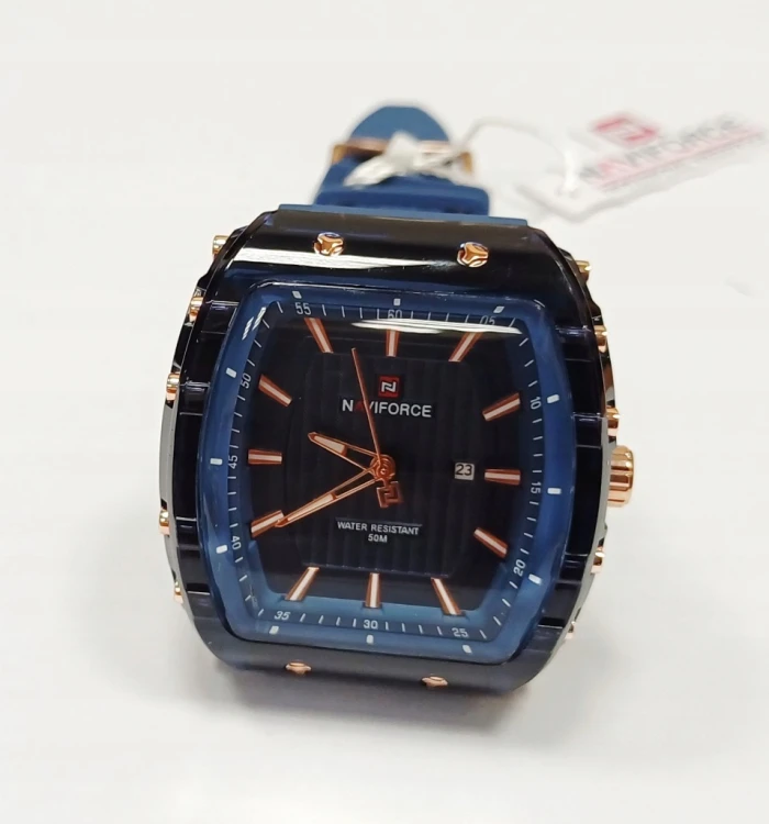 PIĘKNY, ELEGANCKI DAMSKI ZEGAREK Z DATOWNIKIEM NAVIFORCE - NIEBIESKI